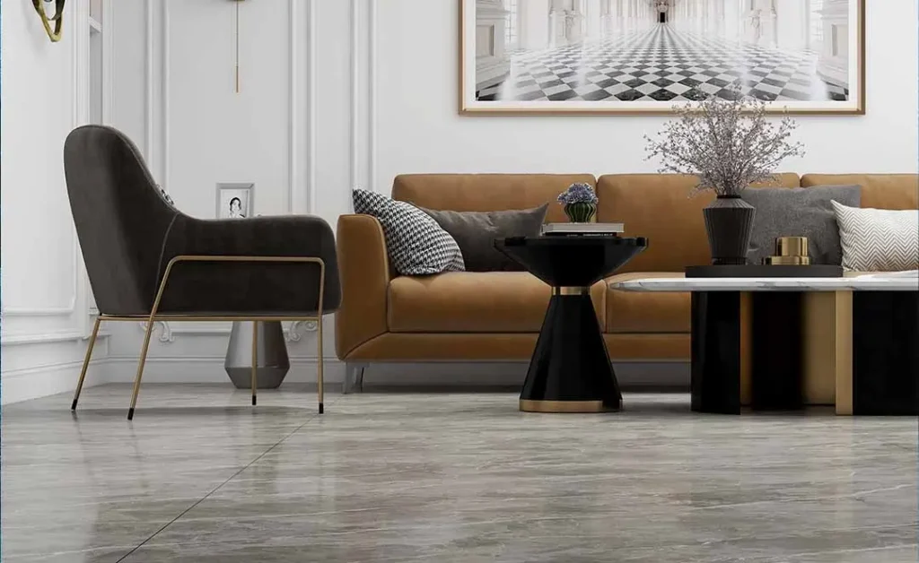 Premium vinyl and laminate flooring in a modern living room – Flooring solutions in Goa