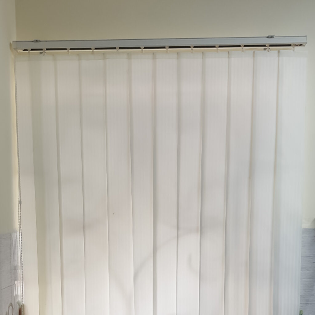 Completed vertical blinds installation at Goa State Co-operative Bank by S.N Interiors.