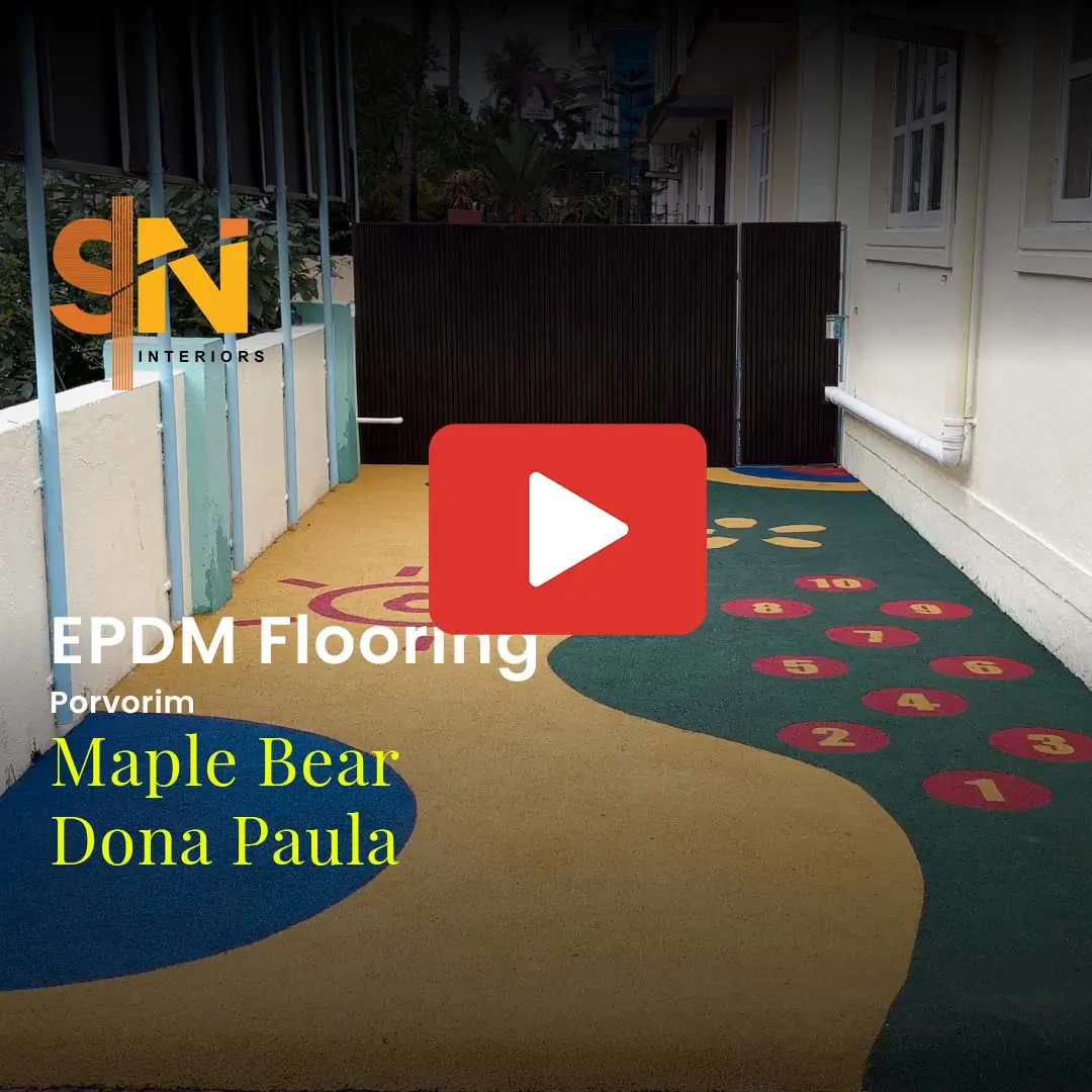 EPDM flooring installation by S.N Interiors at Maple Bear, Dona Paula, Goa – safe, colorful, and child-friendly surface