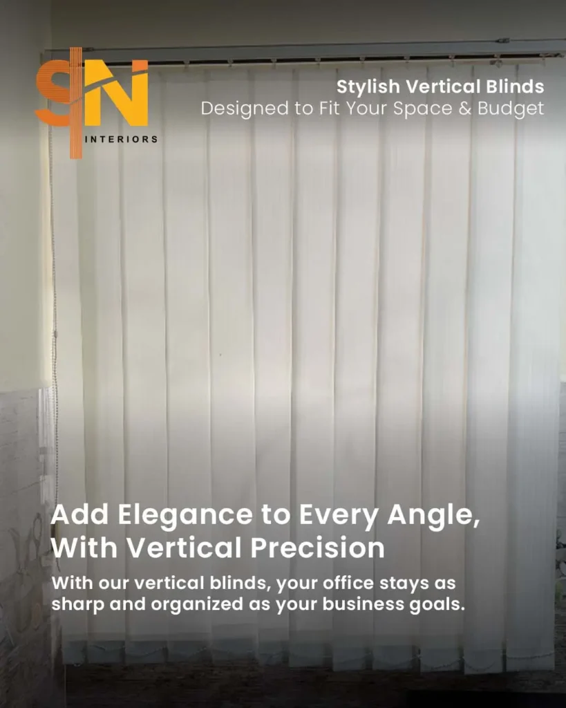 Vertical blinds installation at GIDC office in Panjim Goa by S.N Interiors