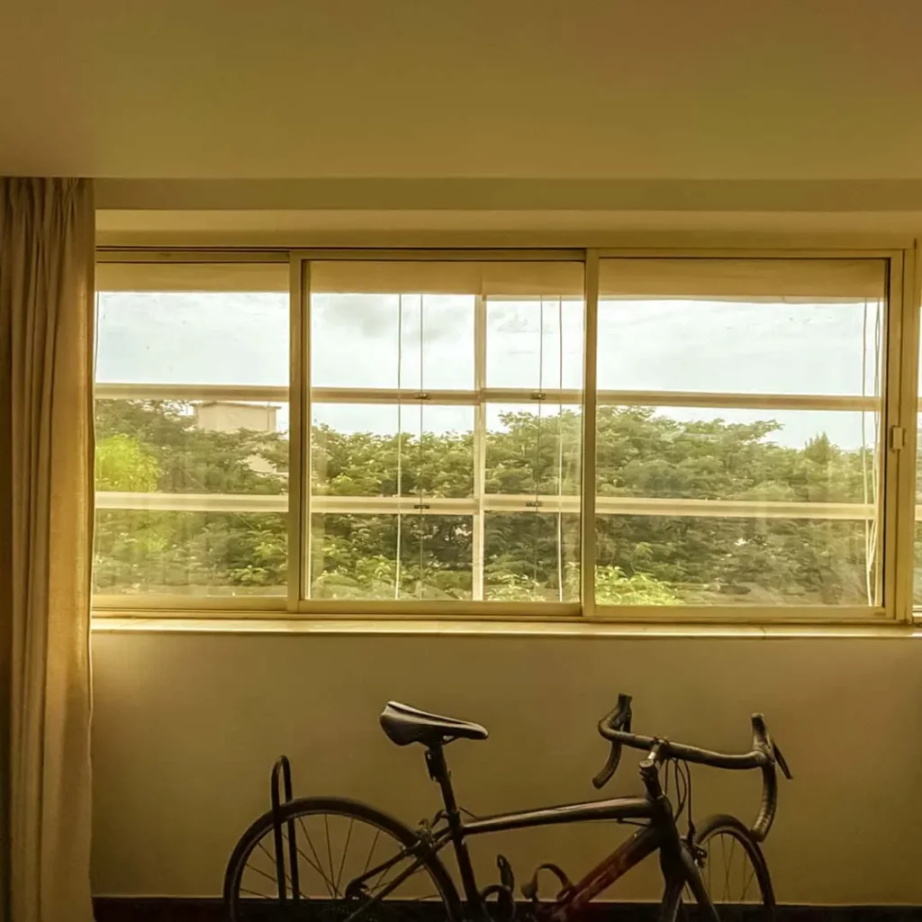 Monsoon blinds installation at customer home in Panjim by S.N Interiors Goa