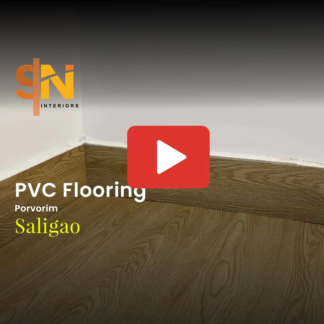PVC flooring installation by S.N Interiors in Goa – durable, low-maintenance, and budget-friendly flooring solution