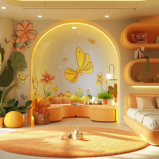Living room wallpaper installation in Goa by S.N Interiors – stylish and modern wall décor