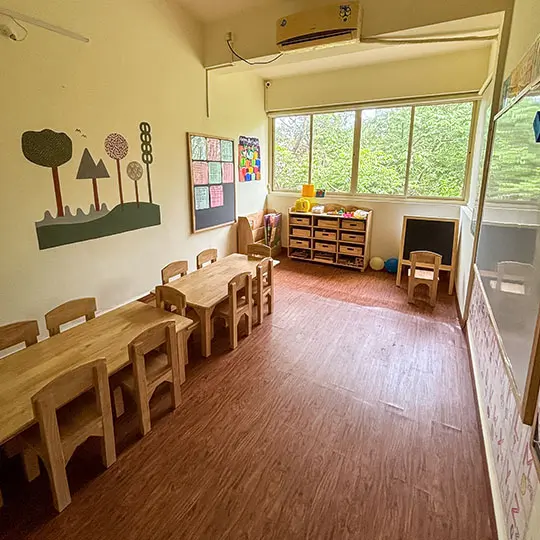 Close-up view of Maple Bear classroom vinyl flooring in Goa