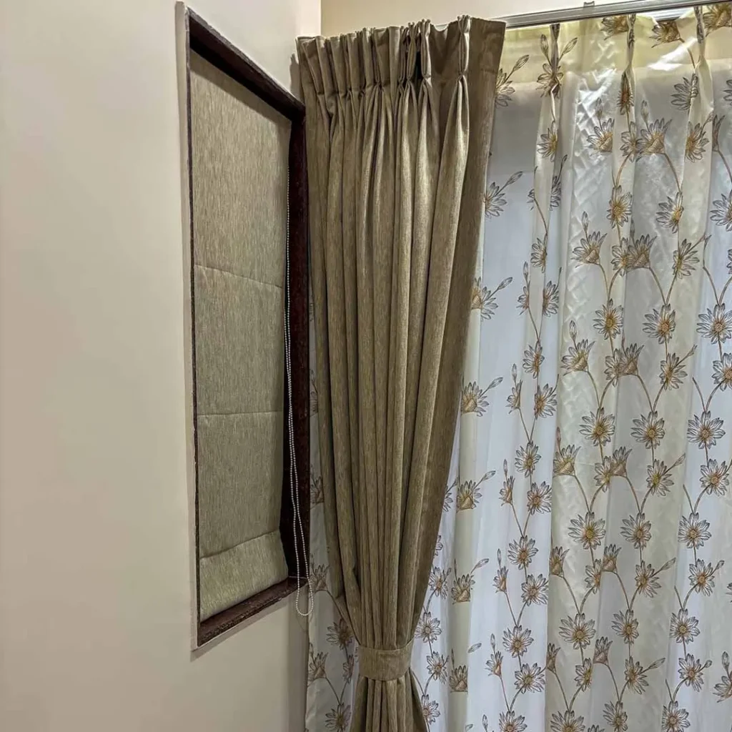 Sheer curtains installed at Amora by S.N Interiors Goa – elegant window treatment for homes