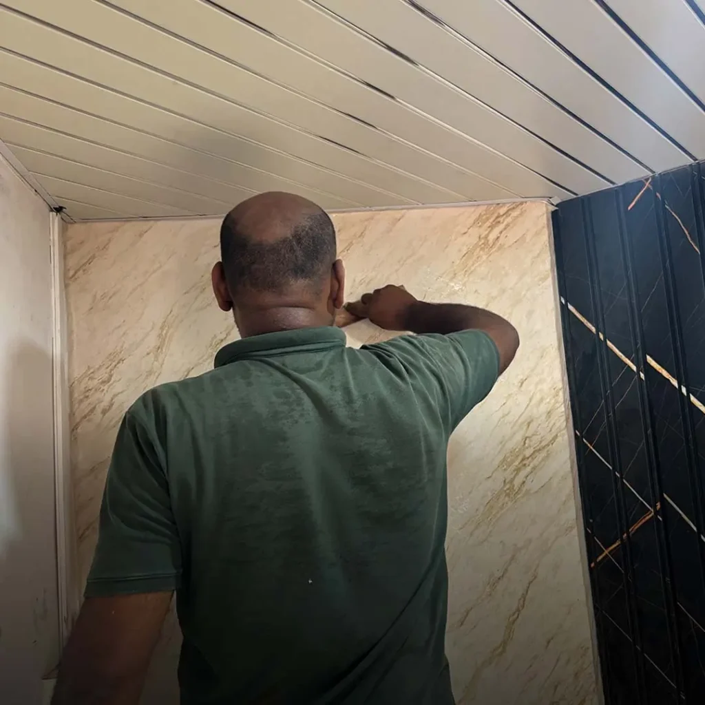 Wallpaper installation process in St. Cruz, Goa