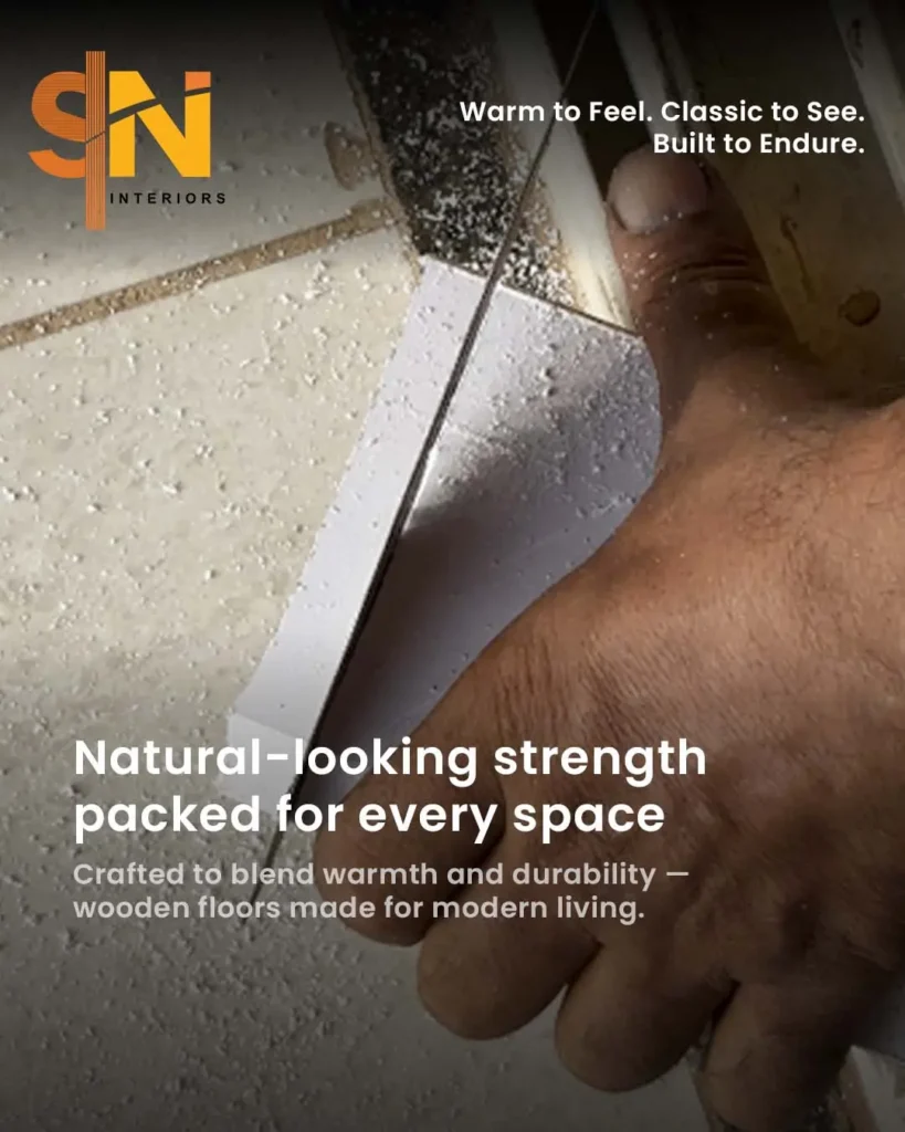Wooden flooring installation in Porvorim, Goa by SN Interiors – premium home and office flooring solutions