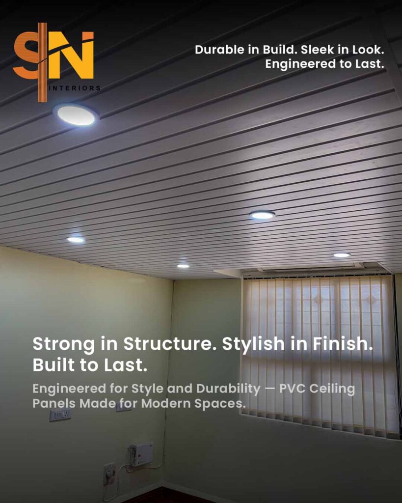 PVC Ceiling Panel Installation at GIDC Panjim Goa – Modern Ceiling Solutions by S.N Interiors