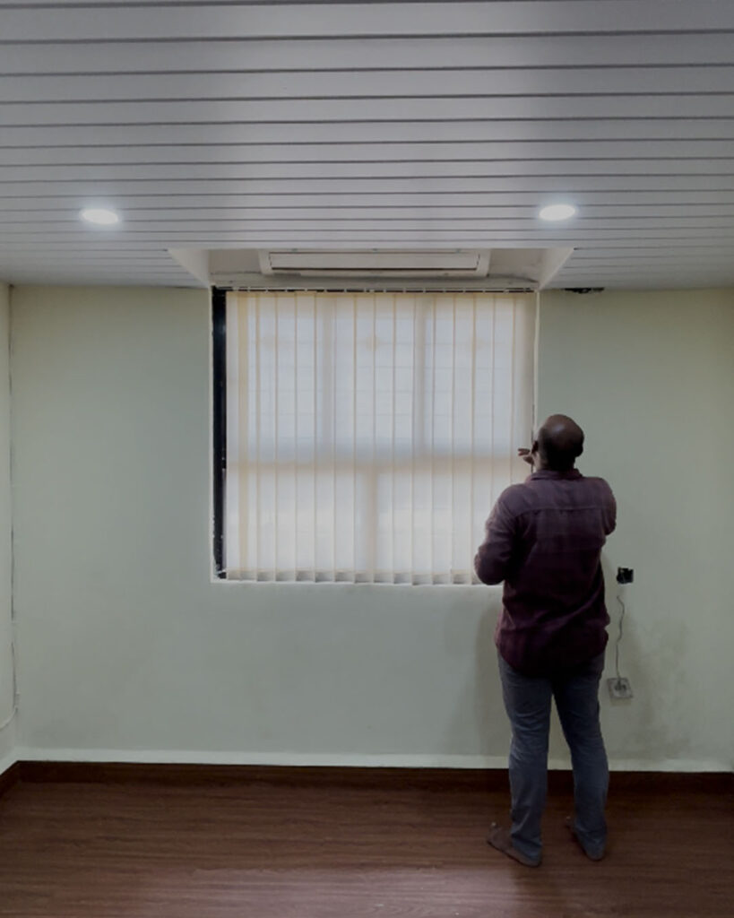 Vertical Blinds Installation at GIDC Panjim – Modern, Functional, and Stylish Office Makeover by S.N Interiors Goa