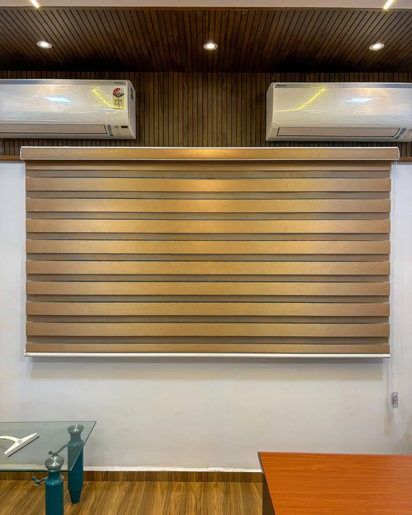 Zebra Blinds Installation at Shivam Engineers, Verna – Modern, Functional, and Stylish Interior Solutions by S.N Interiors Goa