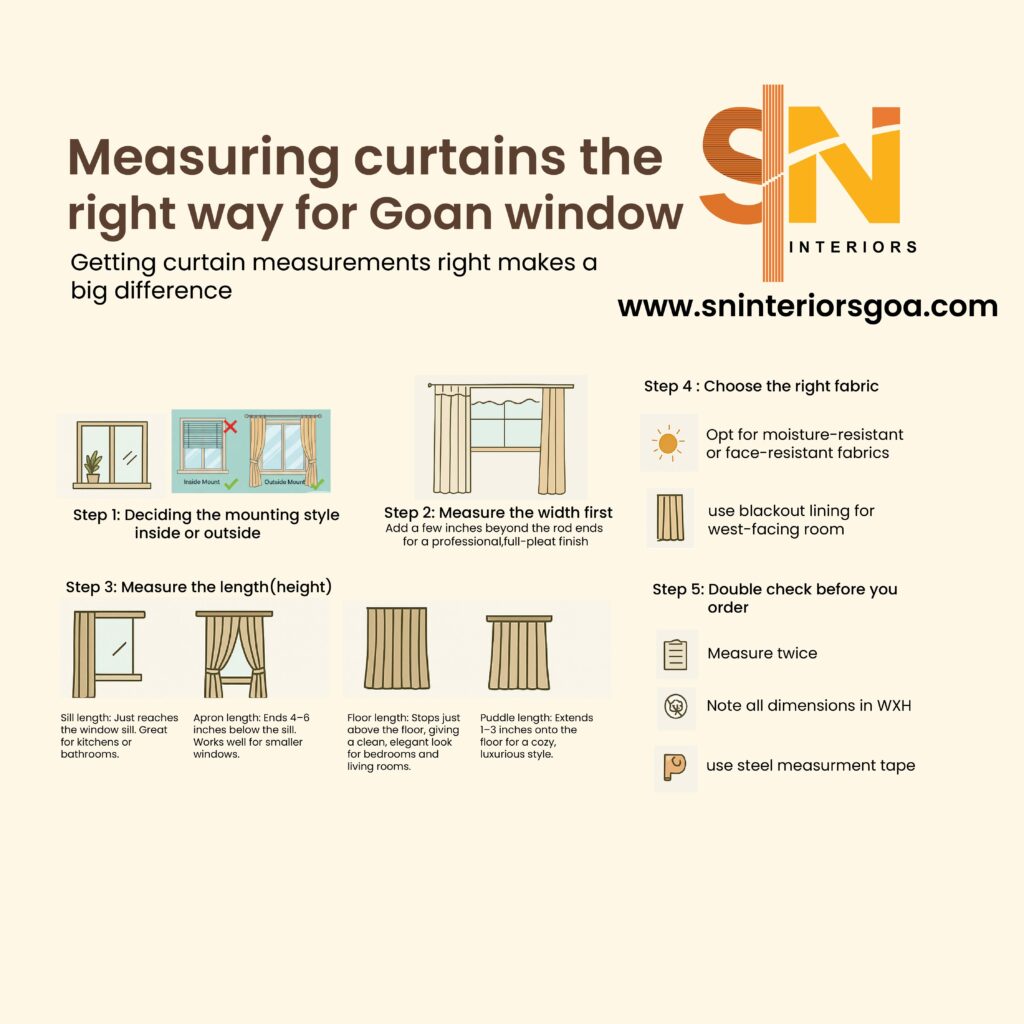 Measuring Curtains the Right Way for Goan Windows | S.N Interiors Goa