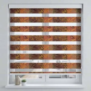 Alkemis Greta zebra blinds GT22021F with leaf pattern design installed on window in Goa providing light control and privacy
