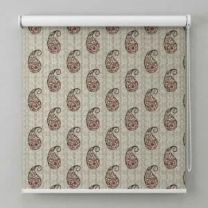 SN Interiors roller blinds ETB23403 with ethnic paisley pattern in beige and red tones installed in Goa