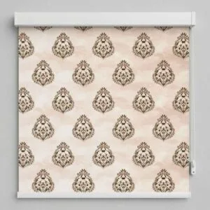 SN Interiors roller blinds ETB23404 with ethnic medallion paisley pattern in beige tones installed in Goa